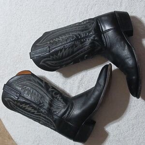 Lucchese 2000 Black Western Cowboy Boots Size 10.5 Mens